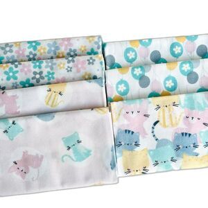 7 FQ Pastel Paws Kitty Cat Fat Quarter Bundle Cotton - Fabric Additions